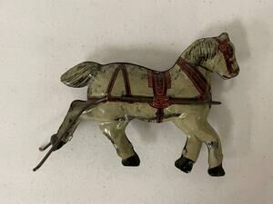 Vintage Tin Toy Horse Lithographed Metal Animal Figurine Collectible Decor